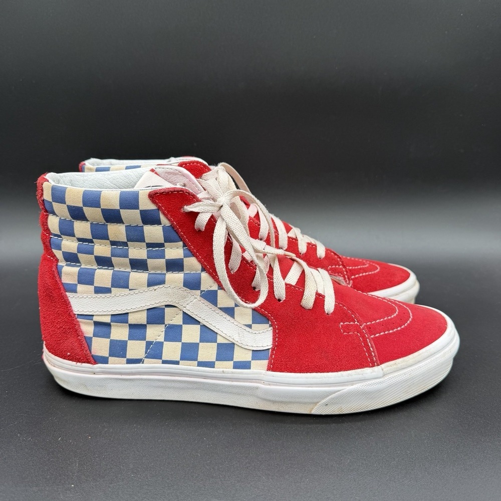 VANS SK8-Hi BMX Checkerboard Men's Shoes Sneakers Red Blue White Size 11